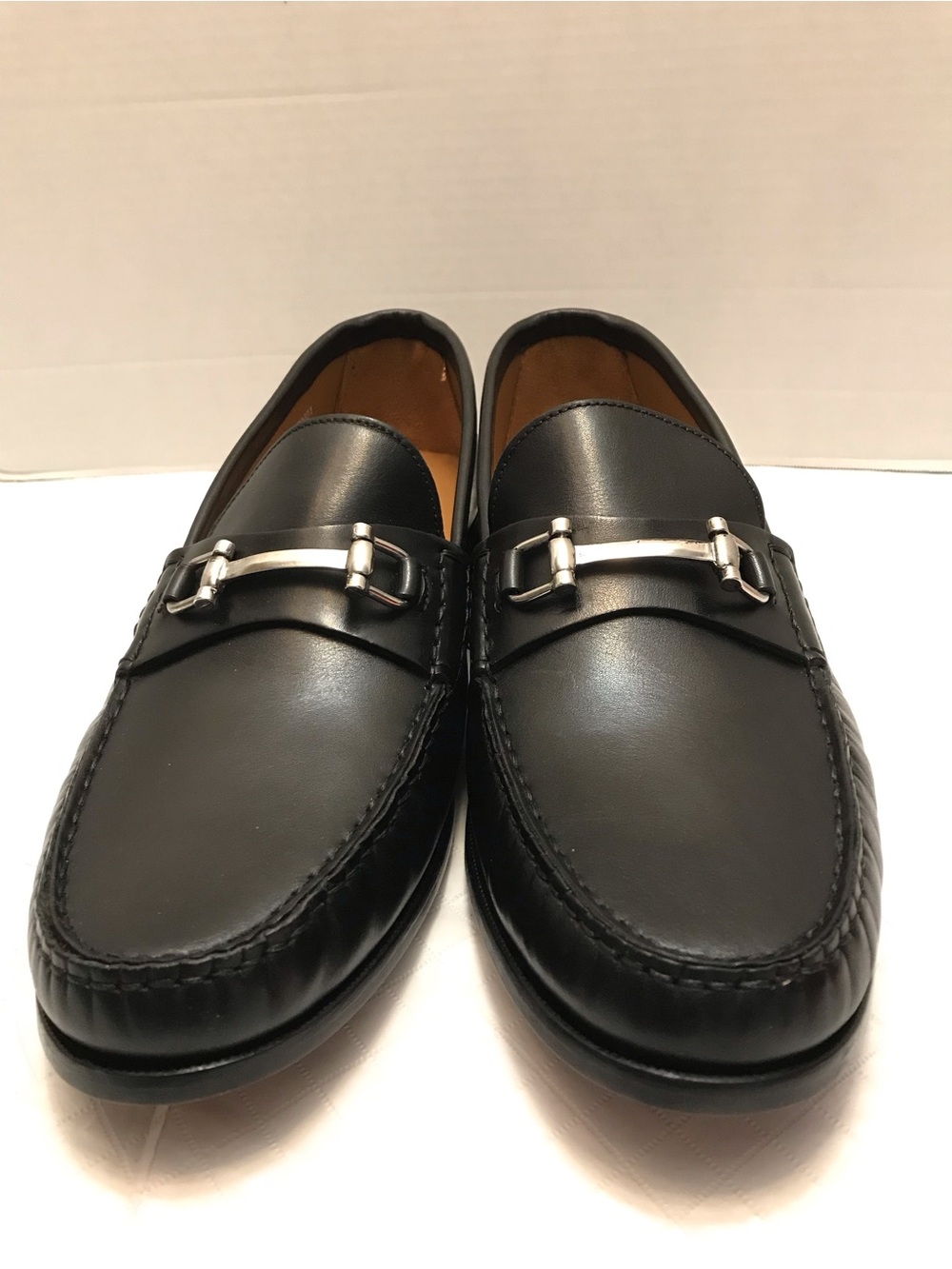 Donald J. Pliner Men's Black Leather Bit Loafers with Silver Hardware